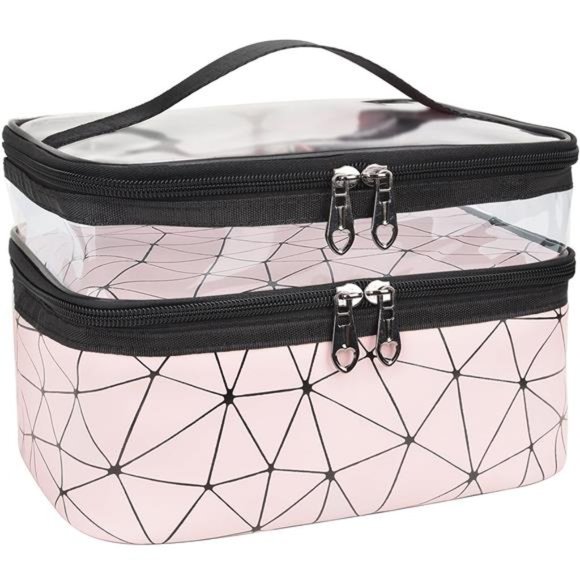 Makeup Bags Double layer Travel Cosmetic Cases Make up Organizer Toiletry Bags - Picture 1 of 6